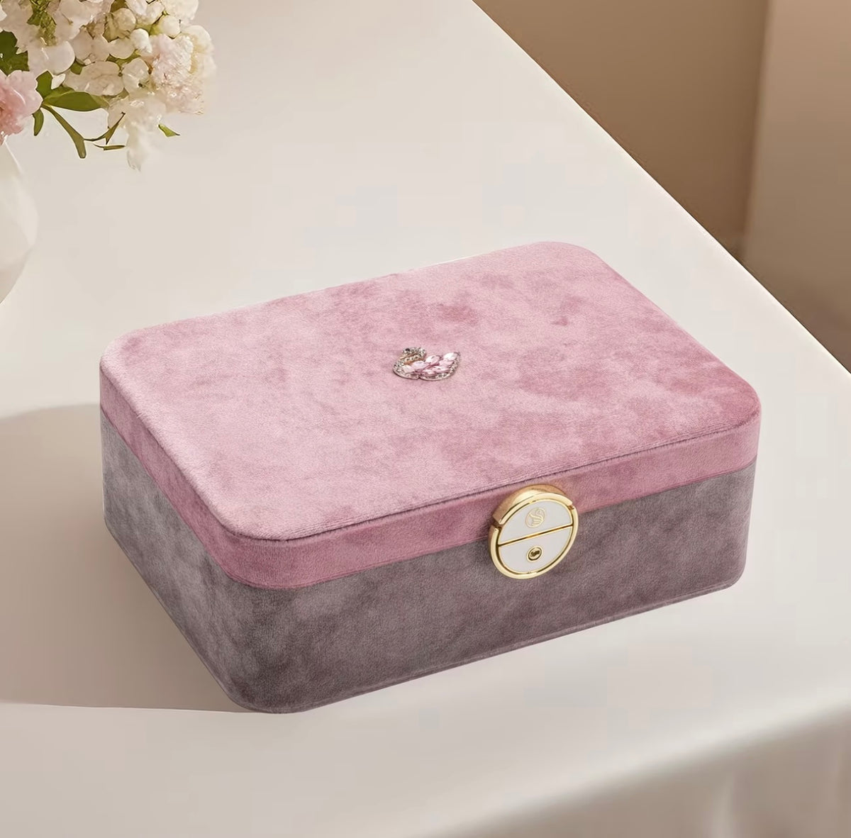 DE Luxury High-End Exquisite Velvet Jewelry Box Large Capacity