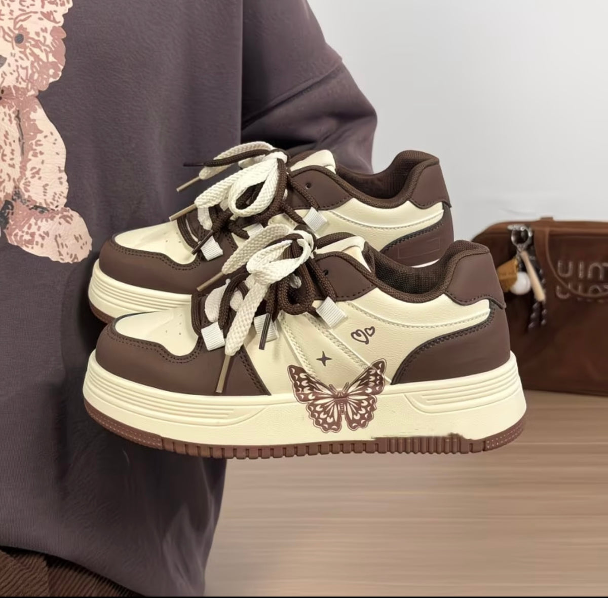 Super Popular Butterfly Board Shoes for Women versatile niche Design Thick-soled casual shoes