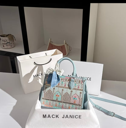 MackJanice Premium Large-Capacity Tote Bag for Women, 2026 New Niche Embroidered Handbag with Crossbody Strap 💎