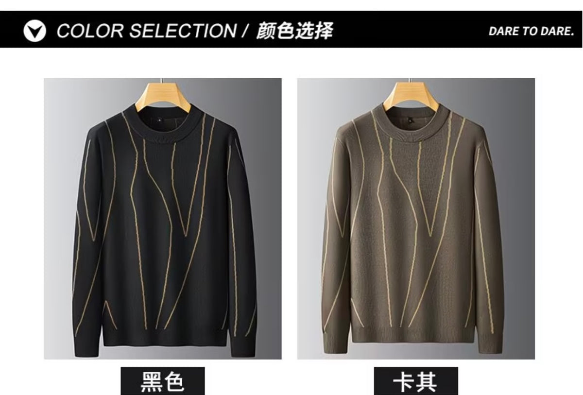 Autumn Winter Plus Size Men's Long Sleeve Knitted Sweater, Loose Fit Casual Round Neck Pullover warmer