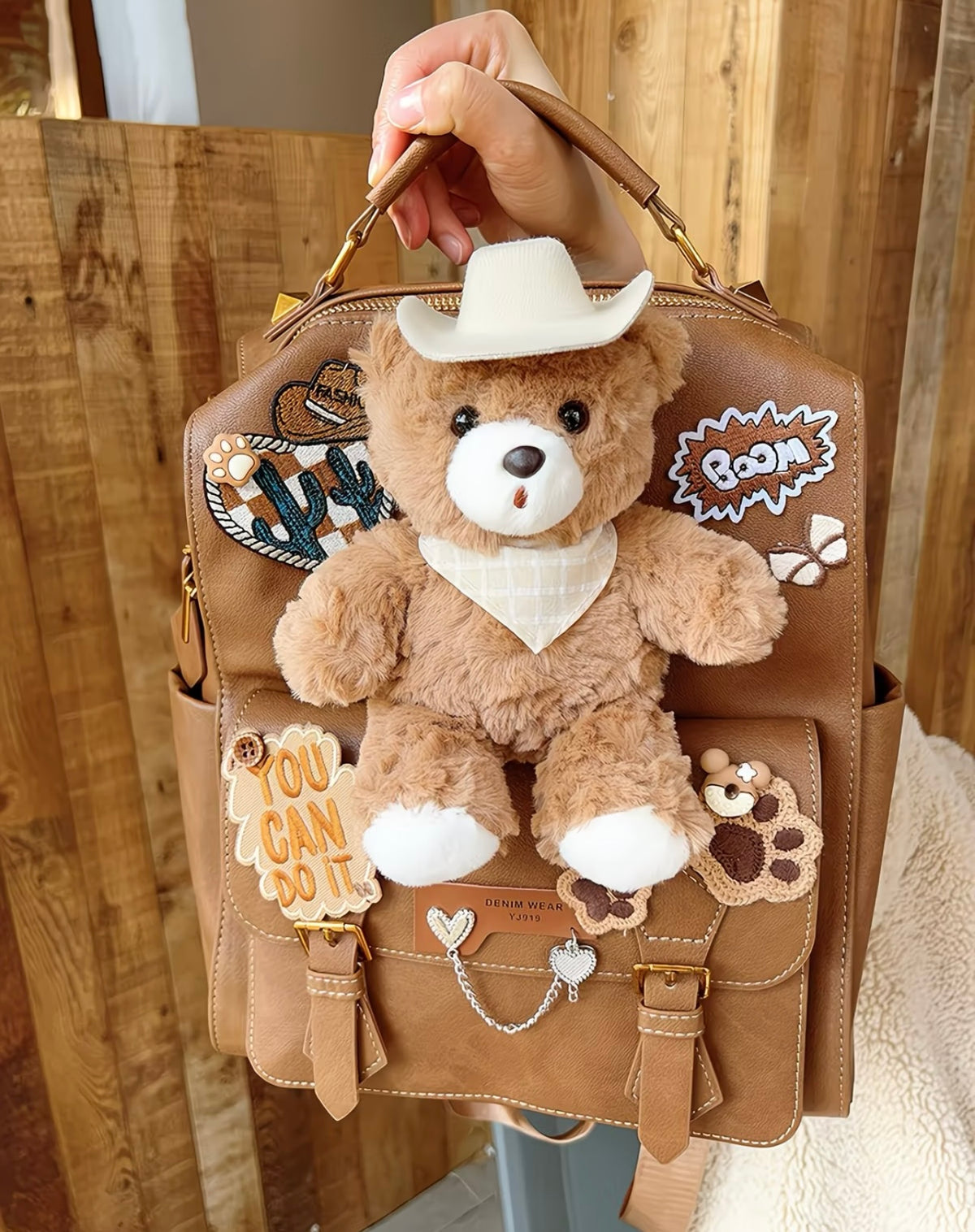 Light Luxury cute teddy bear Niche High-End Style School Bag, (Large Capacity )Cute and Stylish Gift