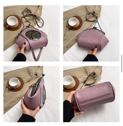 Vintage Clasp Shell-Shaped Crossbody Shoulder
Bag, Versatile