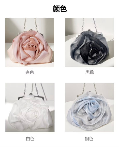Satin Evening Clutch - Europian Style rose premium clossbody purse