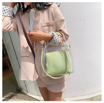 Korean Style Versatile Transparent Jelly Shoulder Bag, Fashionable and Stylish Crossbody Purse