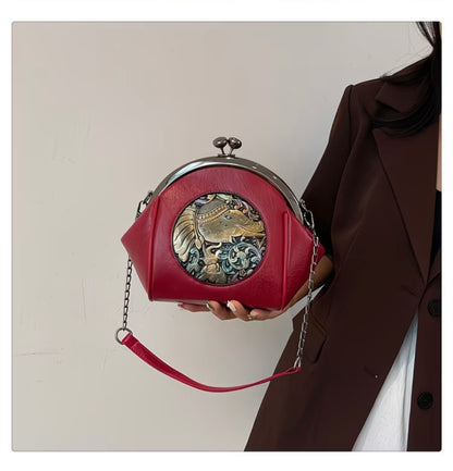 Vintage Clasp Shell-Shaped Crossbody Shoulder
Bag, Versatile