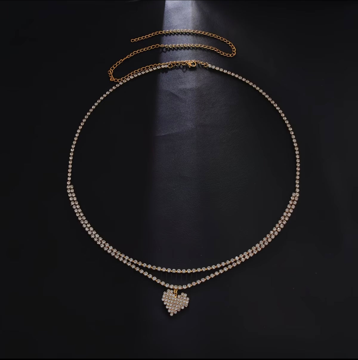 double-layer rhinestone heart pendant waist chain diamond belly body chain accessory