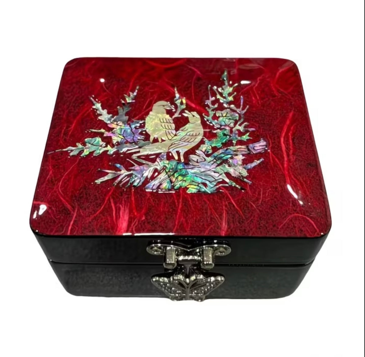 Inlaid Abalone Shell Gift Box, Polished Lacquer Diamond Ring Packaging Box