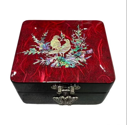 Inlaid Abalone Shell Gift Box, Polished Lacquer Diamond Ring Packaging Box