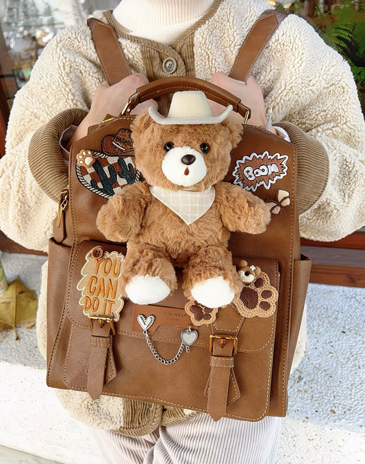 Light Luxury cute teddy bear Niche High-End Style School Bag, (Large Capacity )Cute and Stylish Gift