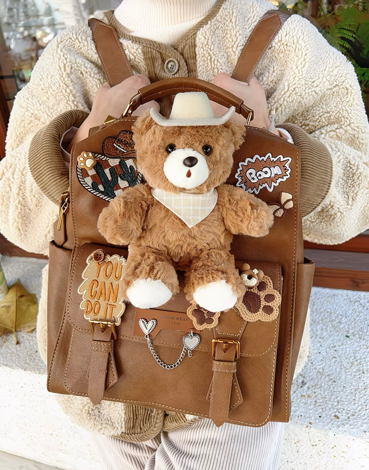Light Luxury cute teddy bear Niche High-End Style School Bag, (Large Capacity )Cute and Stylish Gift
