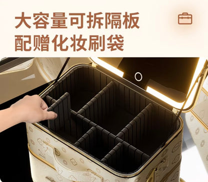 Premium Makeup Organizer Box with Mirror, LED Light, Professional Stylist Storage Case