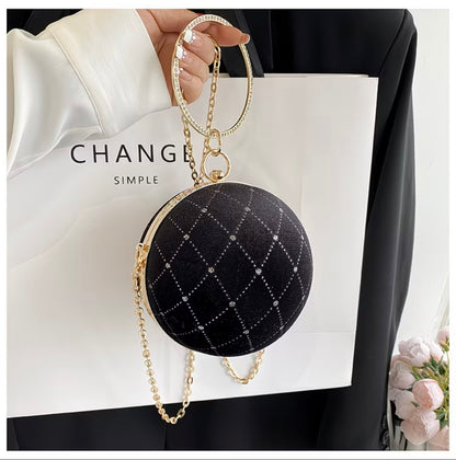 Glamorous stone work Crossbody Bag Versatile Chain Ball-Shaped Small Round Purse