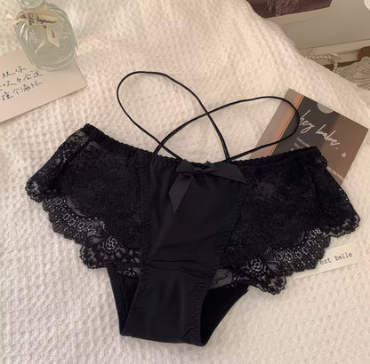 Cross-over Leopard Print Women's Low-Waist Hollow-out Breathable Pure Cotton Panties