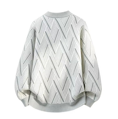 Premium Diamond Pattern Knitwear, Fashion Brand Faux Mink Fleece Thick Warm Woolen Pullover for Winter