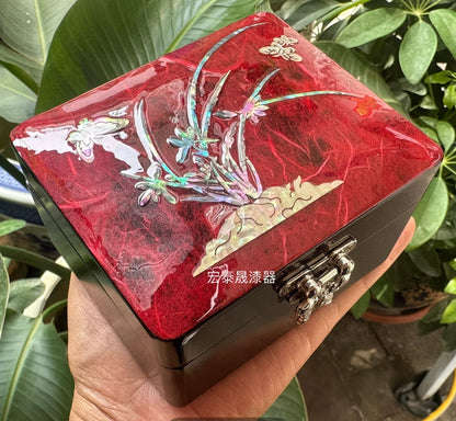 Inlaid Abalone Shell Gift Box, Polished Lacquer Diamond Ring Packaging Box