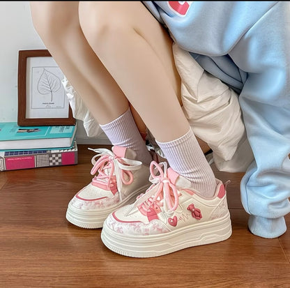 Thick-soled  women's sneakers platform shoes height increase