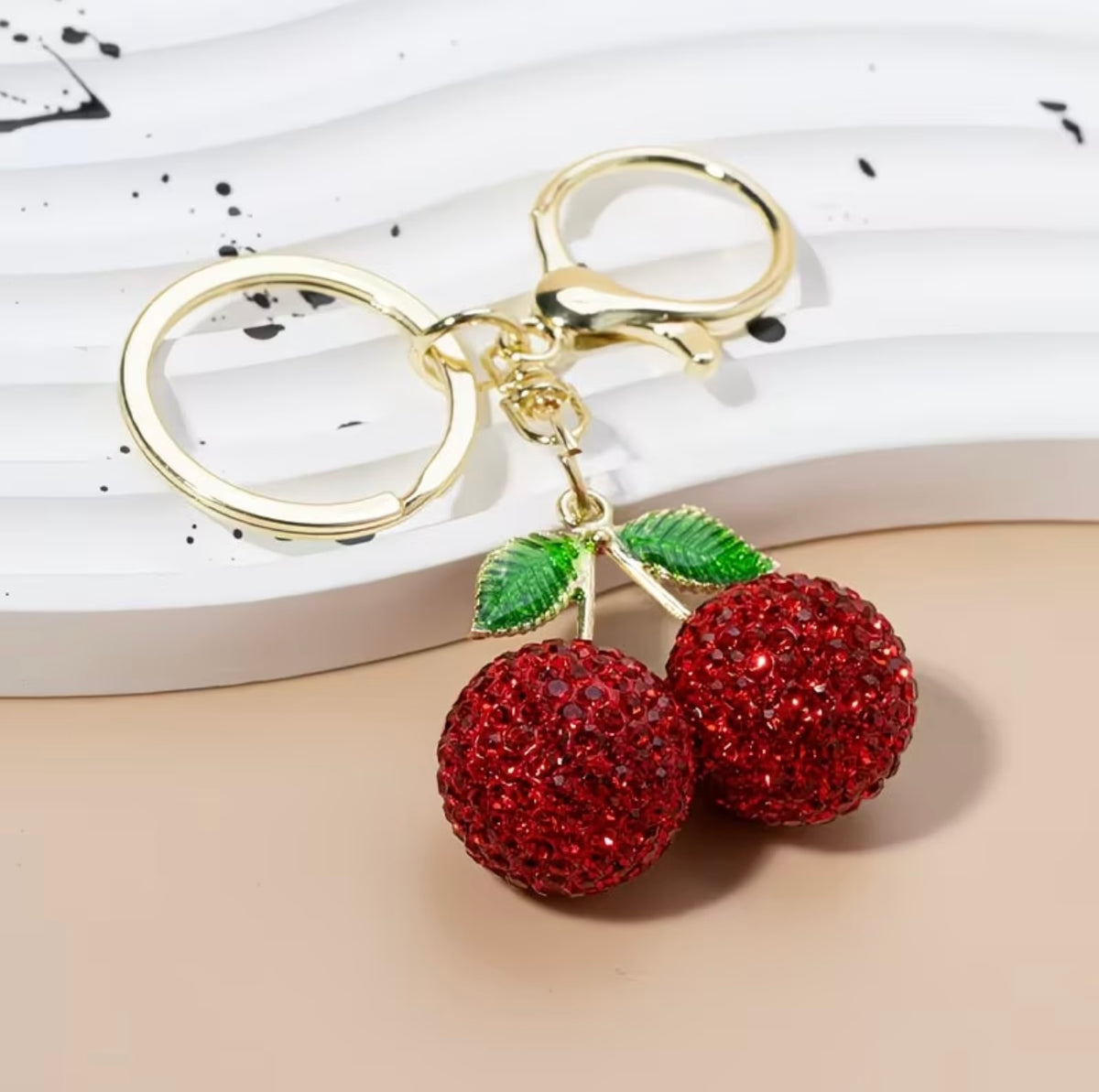 Rhinestone Cherry Keychain - Girly, Exquisite & Cute Creative Pendant Key Ring Gift 🍒