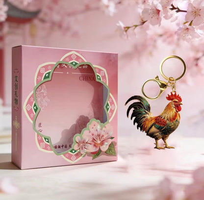 Golden Rooster Crowing Keychain - Chinese-style Big Rooster 🐓