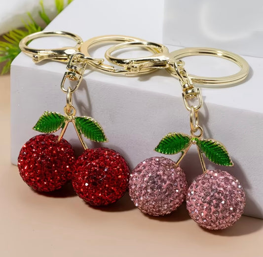 Rhinestone Cherry Keychain - Girly, Exquisite & Cute Creative Pendant Key Ring Gift 🍒