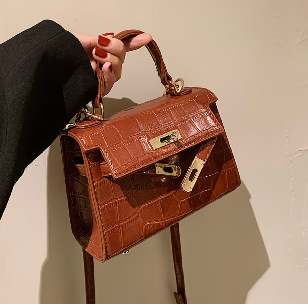 Minimalist Niche Handbag 2026 New Style Kelly Bag Mini Crocodile Pattern Handheld Trendy Crossbody Small
Shoulder Bag for Women