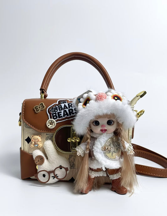 Light Luxury, High-End Cute Plush Doll Handbag for Women, Can Be Worn as Shoulder or Crossbody Small Purse 👝