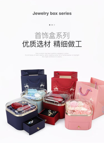 Rose Preserved Flower Jewelry Box - Acrylic Gift Box for accessories - Empty Box for gifts 🎁
