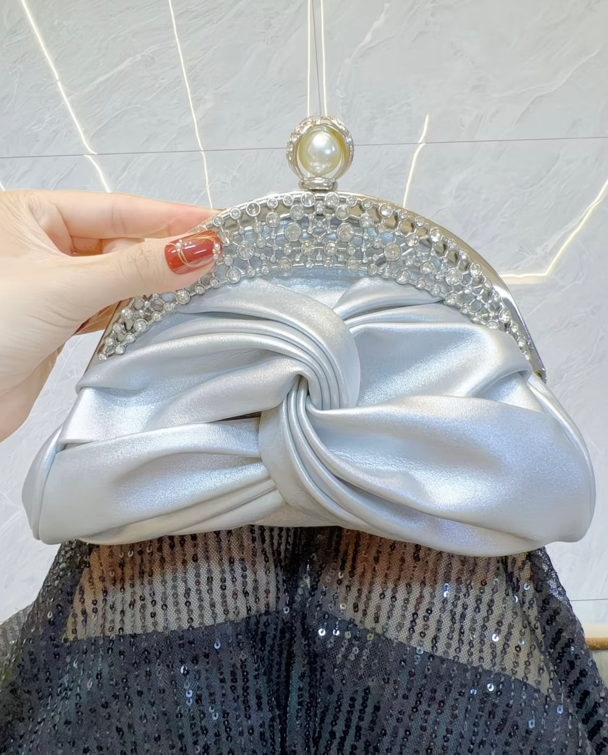 New Style Elegant Party Rhinestone Clutch Bag Vintage Qipao-Inspired Shoulder Purse for Banquets