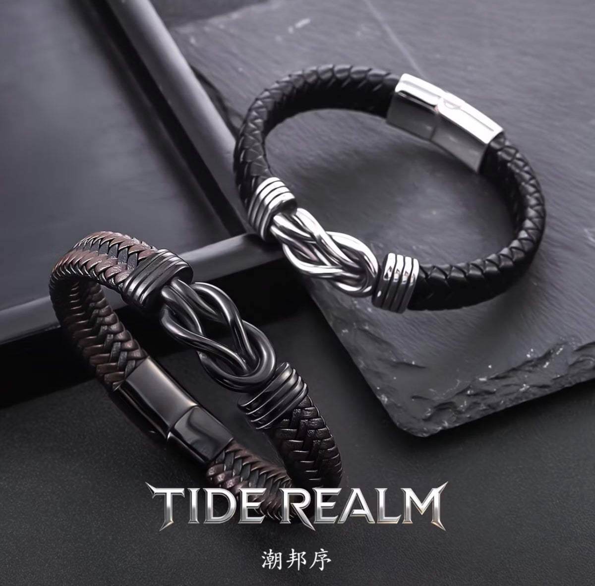 ChaoBang Punk Retro Bracelet for Men, Hip-Hop Style Leather Wristband with Magnetic Clasp