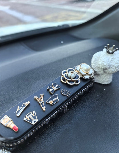 Camellia Small Fragrant Style INS Car Temporary Parking Permit - Women's License Plate Cover, Hidden Interior Number Plate for Cars