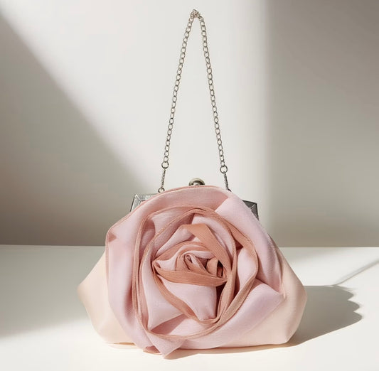 Satin Evening Clutch - Europian Style rose premium clossbody purse