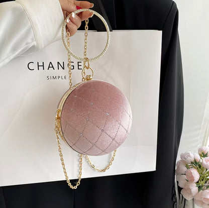 Glamorous stone work Crossbody Bag Versatile Chain Ball-Shaped Small Round Purse