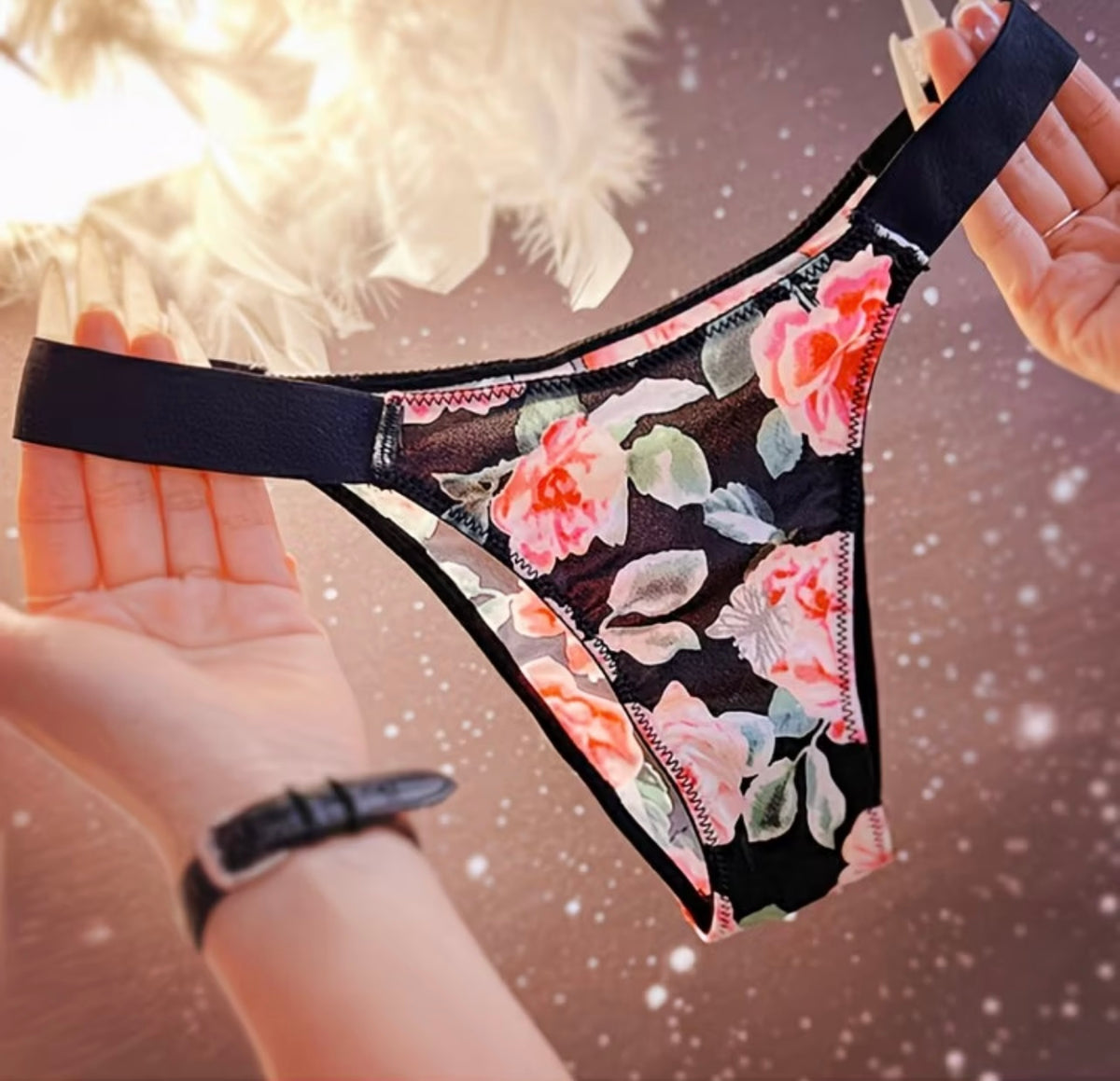 Exquisite Print Silky Stretchy Triangle Panties awesome quality
