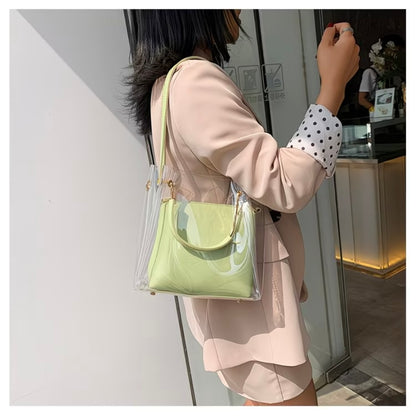 Korean Style Versatile Transparent Jelly Shoulder Bag, Fashionable and Stylish Crossbody Purse