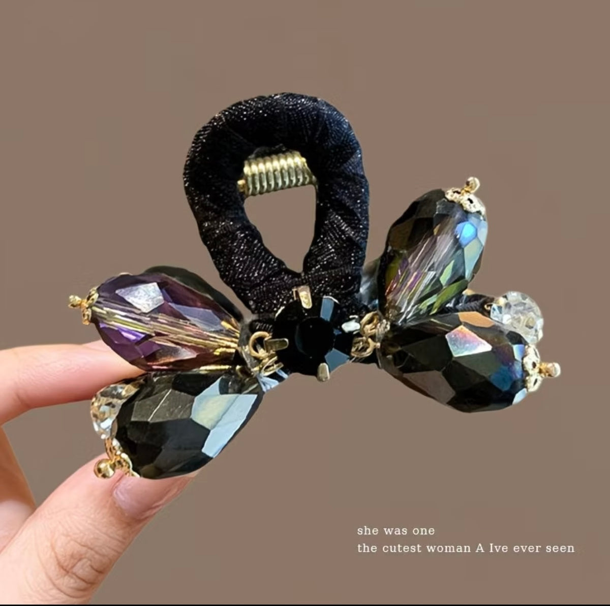 Luxury Pink Crystal Hair Clip for Women- Elegant Look, Suitable for Thin Hair, Half-Up Hairstyle Back of Head Hair Accessory 🦋