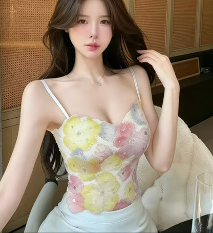 New Style Spaghetti Strap Floral Vest Top for Women, Perfect Summer Outerwear 💕💙💛