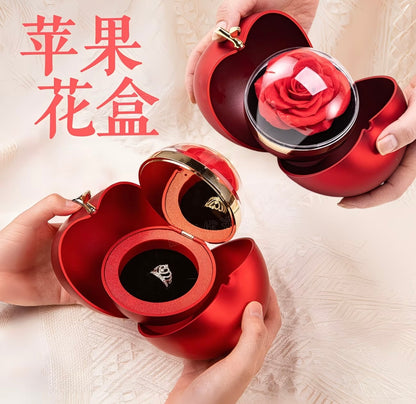 Romantic Rose Apple-Shaped Jewelry Box Gift Set