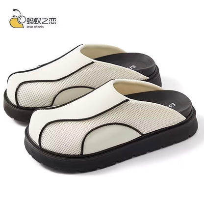Slip-On Mules for Outdoor
Wear, Thick-Soled Closed-Toe Loafers, Easy-to-Wear Unisex Summer Shoes
