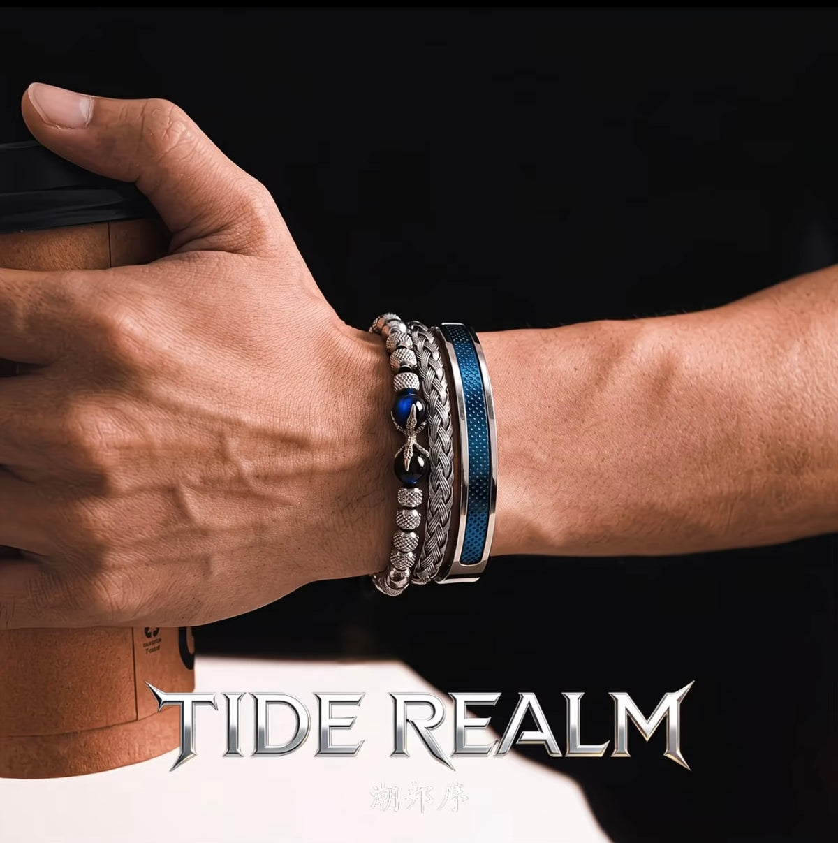 Luxury Layered Bracelet - Trendy, Unique, High-End Blue Bead Multi-Layer Braided Cord Wristband