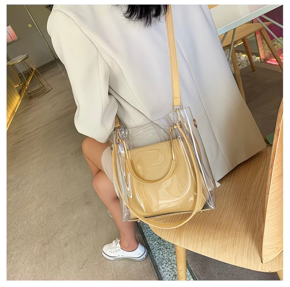 Korean Style Versatile Transparent Jelly Shoulder Bag, Fashionable and Stylish Crossbody Purse