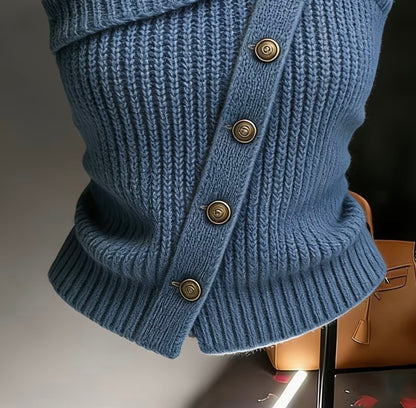 Asymmetrical Shoulder Sleeveless Knit Vest for stylish women