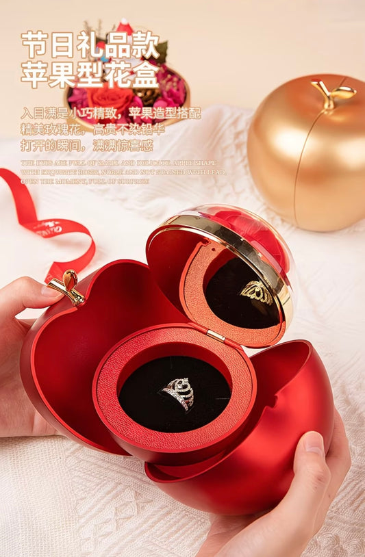 Romantic Rose Apple-Shaped Jewelry Box Gift Set
