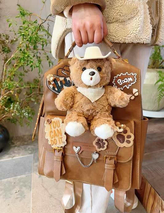 Light Luxury cute teddy bear Niche High-End Style School Bag, (Large Capacity )Cute and Stylish Gift
