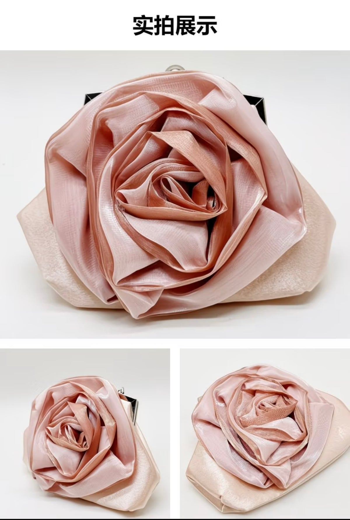 Satin Evening Clutch - Europian Style rose premium clossbody purse