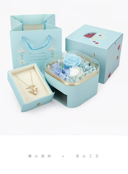 Rose Preserved Flower Jewelry Box - Acrylic Gift Box for accessories - Empty Box for gifts 🎁